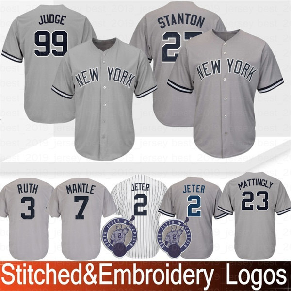 New York 99 Aaron Judge Yankees Jersey 3 Babe Ruth 23 Don Mattingly 7 Mickey Mantle 42 Mariano Rivera Baseball Jerseys 100% Stitched 2019