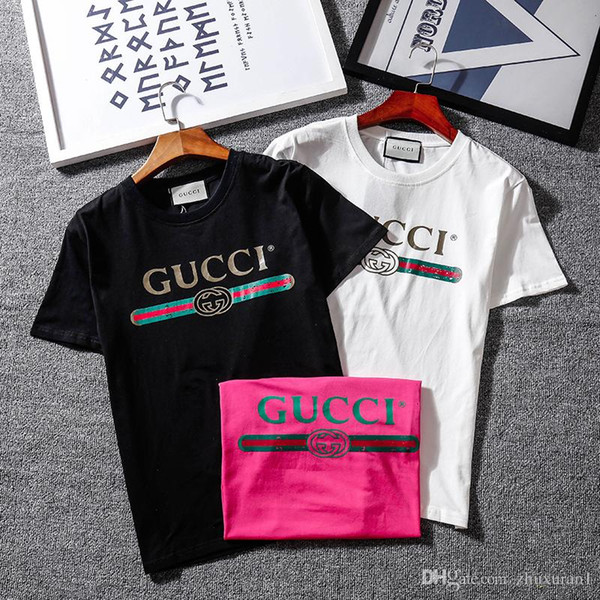 GUUUi D602 2019 New High Quality Cotton Seiko Letter Print T-Shirt Fashion Temperament esigner T Shirt Mens T Shirt