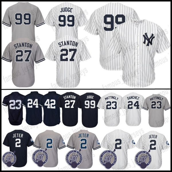 New York Judge 99 Aaron Jersey Yankees 24 Gary Sanchez 23 Don #2 Mattingly 7 Mickey #27 Mantle Baseball Jerseys CoolBase