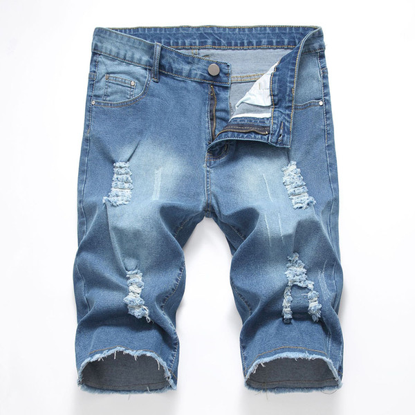 2019 Summer New Men Elastic Short Jeans Fashion Casual Slim Fit High Quality Elastic Denim Shorts Male Brand Clothing