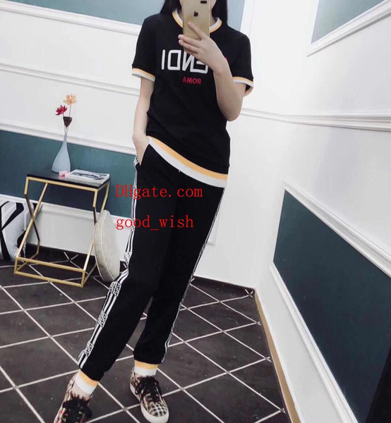 Fashion Women Tracksuit Summer Comfortable Sportswear Letter Printed T-shirt Pencil Pants Set Girls Jogging Sport Suit Outfits kp-pa6