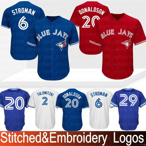 Embroidery 19 Jose Bautista Jays Baseball Jersey 6 Marcus Stroman Toronto Blue 11 Kevin Pillar 20 29 Joe Carter 2 12 Roberto Alomar Stitched