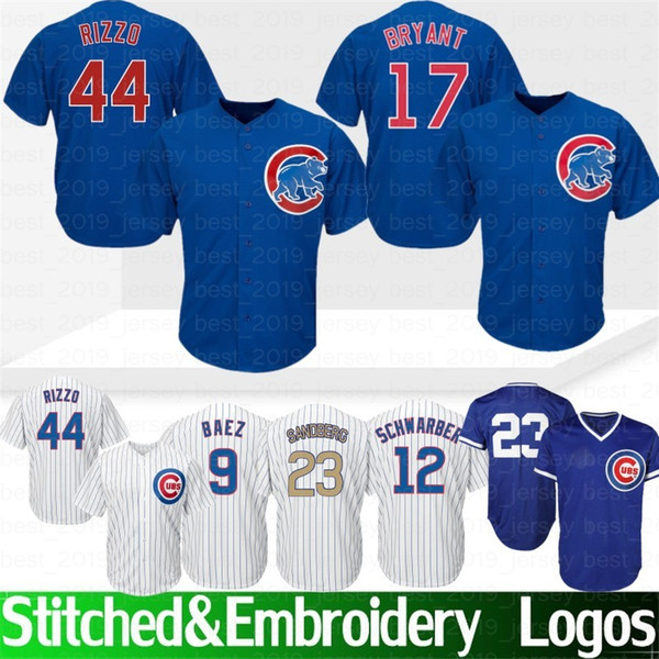 Embroidery 12 Kyle Schwarber Cubs 17 44 9 Javier Baez 49 Jake Chicago 22 Jason Heyward 23 Ryne Sandberg Baseball Jerseys 100% Stitched