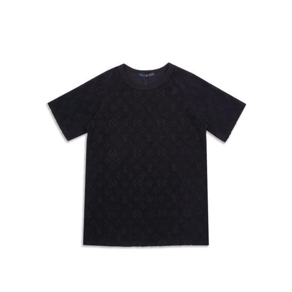 FALECTION 19SS ITALY FASHION HOT SUMMER BEST COTTON FLOWER EMBOSSED TOWELING COTTON TSHIRT
