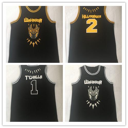 Men Black PANTHER Erik 2# Hillmonger WAKANDA #1 T'CHALLA MOIVE Costume Basketball Jersey Moive Jerseys Fast Free Shipping Stitched Logos