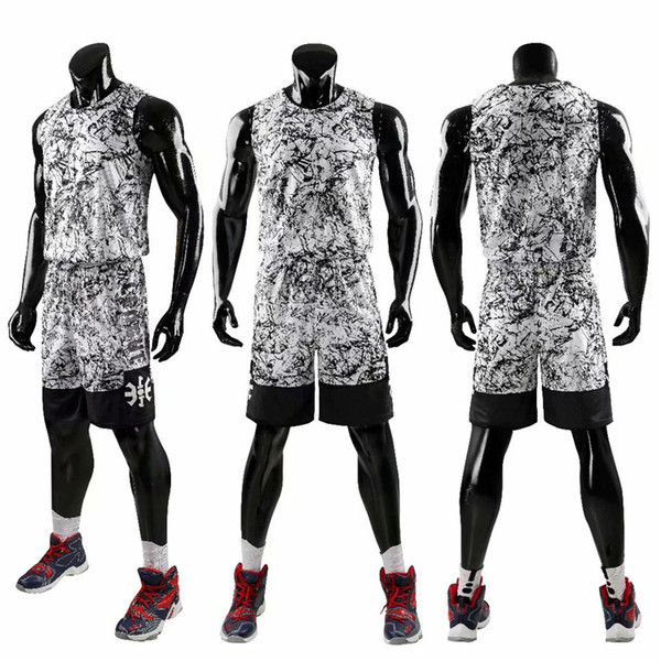 New Men Basketball jerseys Sets 2019 Fashion Basketball uniform basketball Vest Training Shorts Camouflage Sportswear 222