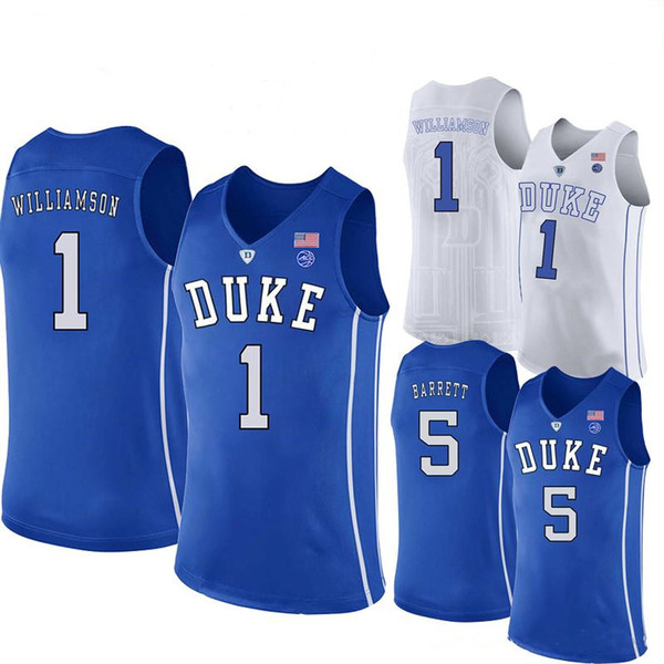 2019 Zion Williamson Basketball Jerseys Blue top Quality Devils College 2 Cam Reddish 5 RJ Barrett