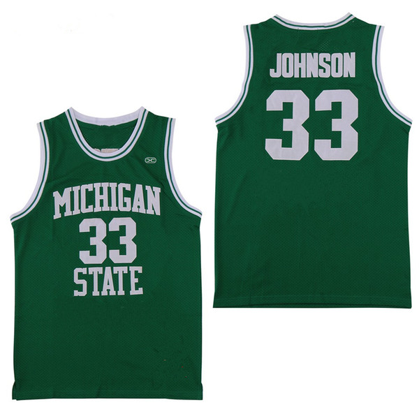 NCAA Michigan State Spartans #33 Earvin Johnson Magic LA Green White College High School Basketball Jersey Stitched Shirts