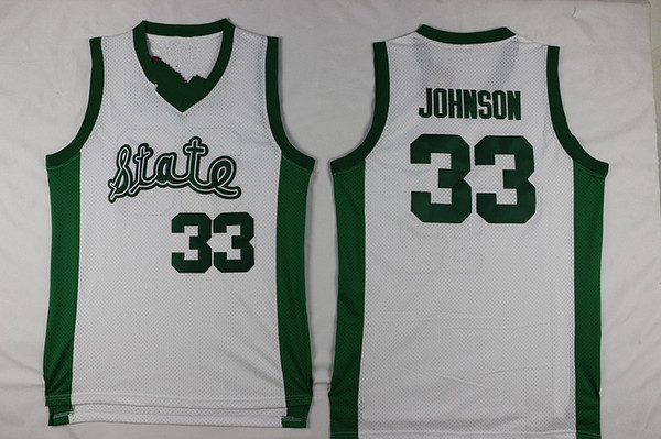 NCAA Michigan State Spartans #33 Earvin Johnson Magic LA Green White College High School Basketball Jersey Stitched Shirts