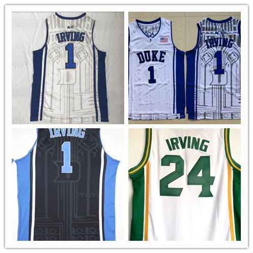 NCAA Duke Blue Devils College Jerseys #1 Kyrie Irving White Blue St.Patrick #24 Irving Basketball Jersey Stitched Shirts logos