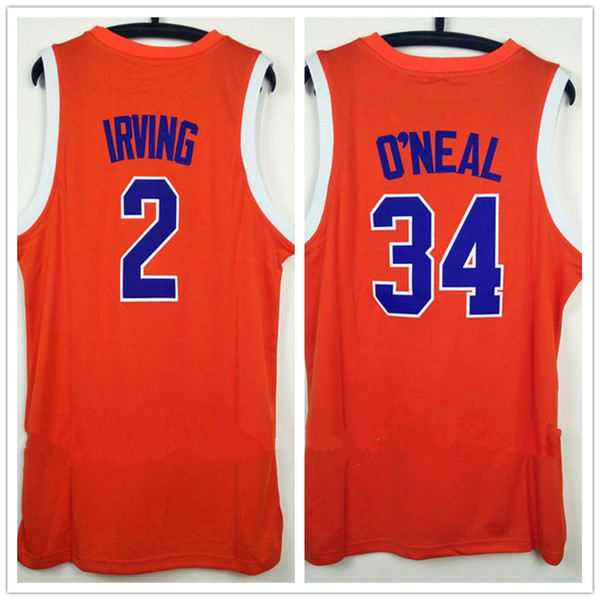 Fashion Cheap Movie Jerseys The Uncle Drew #2 Kyrie Irving #34 Shaquille O'NEAL Orange Basketball jersey embroidered Stitched logos