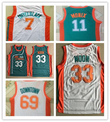 Wholesale #7 Coffee Black Jersey #11 ED Monix #33 Jackie Moon #69 Downtown Mens Semi Pro Movie Flint Tropics Basketball Jerseys Stitched