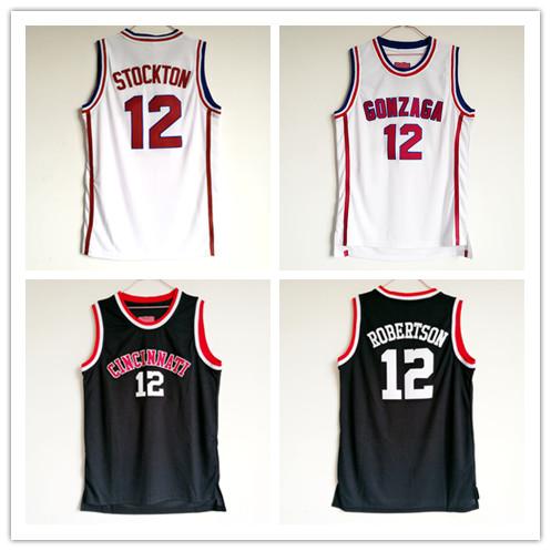 NCAA University Basketball #12 Oscar Robertson Jersey Cincinnati Bearcats College Jerseys Men Black White Stitched Sports Fans on sale Free