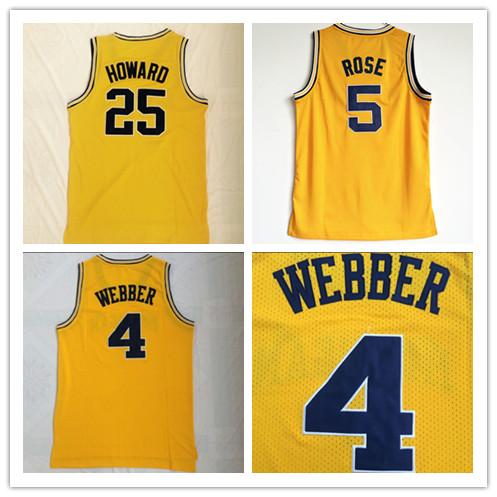 NCAA Mens Michigan Wolverines #4 Chris Webber #5 Jalen Rose #25 Dwight Howard Jersey University College Basketball Jerseys online shopping