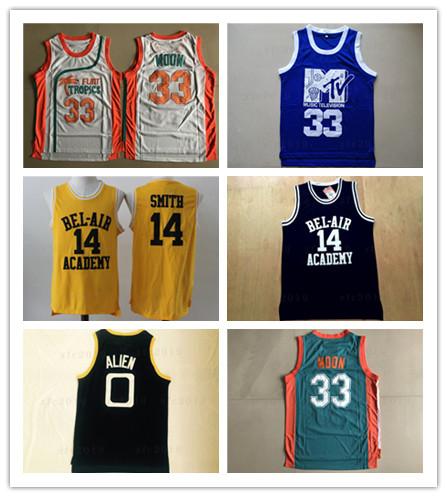 Mens Basketball Jersey College Movie #14 Vince Will Smith #33 Jackie Moon #0 Alien Monstars #33 Smith Stitched Shirts SportsJerseys Black