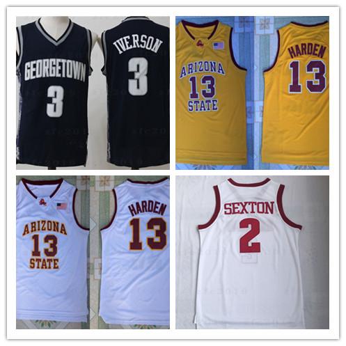 NCAA #13 James Harden Arizona State Sun Devils #25 Penny Hardaway Memphis State Tigers #3 Iverson #2 Sexton College Basketball jerseys Cheap