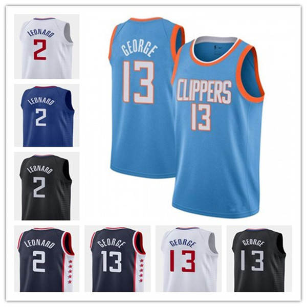 NCAA -20 High Quality Men's Jersey Kawhi #2 Leonard Clippers Paul #13 George White Blue Basketball Jersey