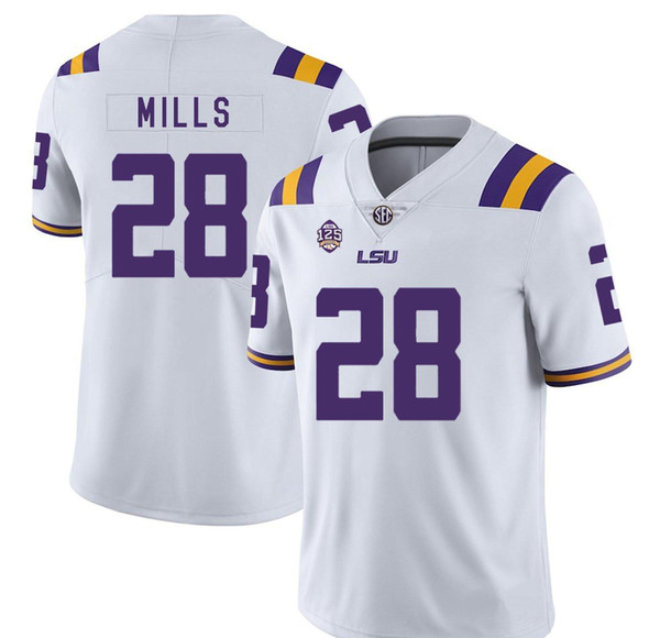 Jalen Mills Stitched Mens LSU Tigers Zach Mettenberger Ja marr Chase Jamal Adams White Purple NCAA College Jersey