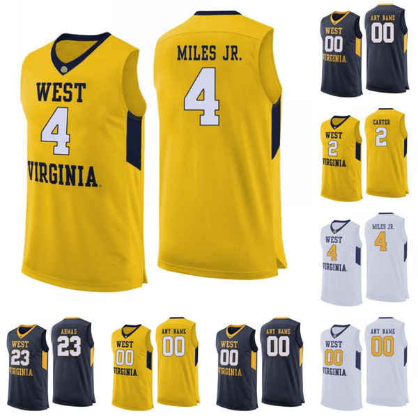 West Virginia Mountaineers 2 Jevon Carter 4 Daxter Miles Jr. 50 Sagaba Konate 23 Esa Ahmad Custom Any Name Number College Basketball Jersey