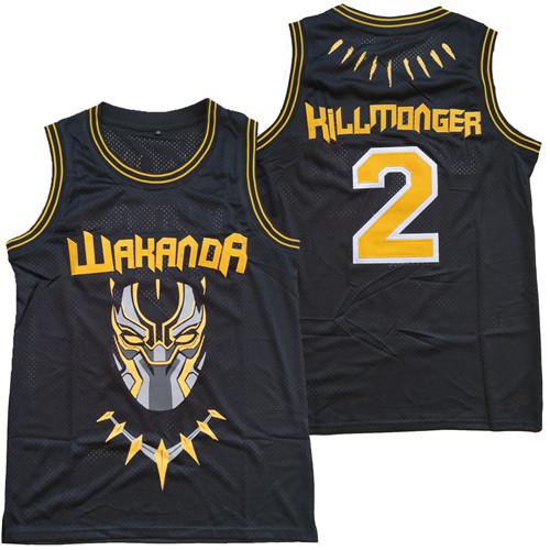 #2 Erik Killmonger The Black Movie Wakanda T'Challa Jersey Black Stitched Basketball Jerseys Top Quality 100% Stitched Basketball Jerseys