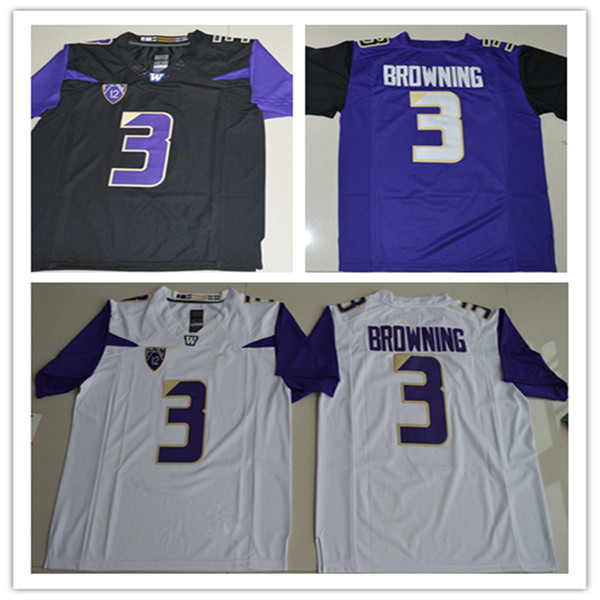 High Quality Washington Huskies Jake Browning 3 Men College Football Limited Jersey - Black Purple White football jerseys Free shipping