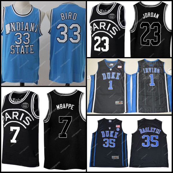 NCAA PSG Paris Jersey 10 NEYMAY JR 7 MBAPPE 23 Michael JD 1 Irving 35 Bagley III 3 iverson 33 Bird Basketball Jerseys