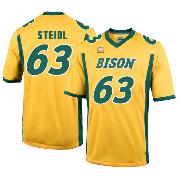 Aaron Steidl Stitched Mens North Dakota State Bison Josh Smith Easton Stick White Yellow Green NCAA College Jersey