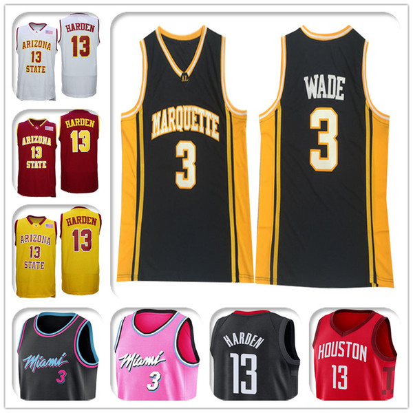 NCAA Marquette wade jersey University Dwyane harden Sun Devils Arizona jerseys