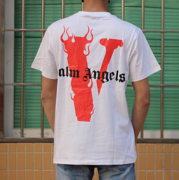 19SS VLONE PALM ANGELS T-shirt Miami POP Limit Big Logo V Joint Tee Short Sleeve Men Women Four color High quality T-Shirt HFBYTX284