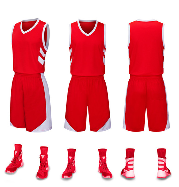 2018 Basketball suit, adult children's match uniform, polyester-lun fabric, breathable sweat, basketball jersey training suit