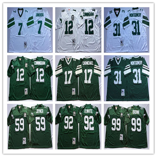 NCAA 2017 Hot sell Men 7 Ron Jaworski 12 Randall Cunningham 17 Harold Carmichael 59 Seth Joyner 92 Reggie football jersey Wholesale