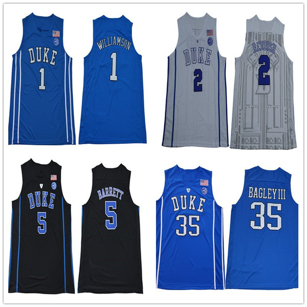 1 Zion Williamson 5 RJ Barrett 2 Camero Reddish 35 Bagley III NCAA Duke Blue Devils College Basketball Jerseys embroidered Stitched logos