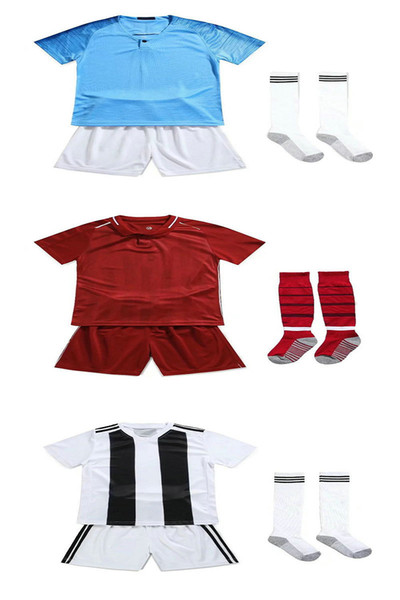 Brand New College Student's Playsuit Sportwear customized kids 2018/19 club soccer uniform blank short sleeve polyester sports sets