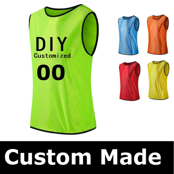 Personalized Custom LOGO Name Number Soccer Game Training Team Vest Adult Men Football Sports Mesh Jersey 