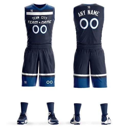 2019 men and women with sleeveless printed basketball clothing suit black white Navy blue and other colors wholesale