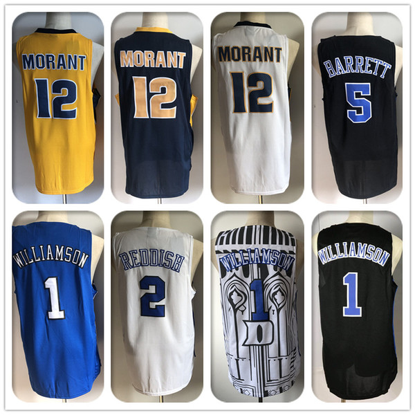 NCAA 12 Ja Morant Murray State University Jersey Duke Blue Devils jerseys 1 Zion Williamson 5 RJ Barrett 2 Cameron Reddish