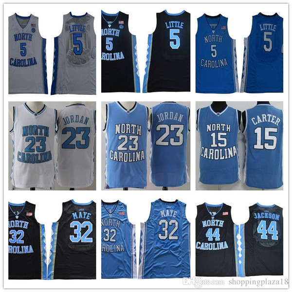 NCAA North Carolina Tar Heels 5 Nassir Little 32 Luke Maye 15 Carter 23 Michael 44 Jackson College blue Basketball Jerseys Stitched Logos