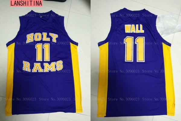 Basketball Jerseys John Wall Jersey #11 Holy Rams High School Stitch Purple Retro Shirts