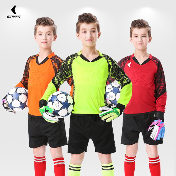 Kids Football Jerseys Soccer Sets GoalKeeper Training Team Uniform Thickened Protection Shirt Long Sleeves can Customize