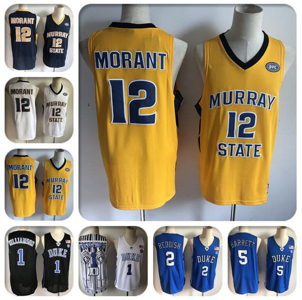 College 12 Ja Morant Jersey Yellow Blue Murray State University Jersey Duke Blue Devils 1 Zion Williamson 5 RJ Barrett 2 Cameron Reddish