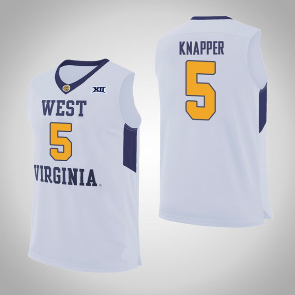 2019 Mens Chase Harler Jersey Stitched West Virginia Mountaineers Brandon Knapper White D'Angelo Hunter Navy Sagaba Konate College Jersey