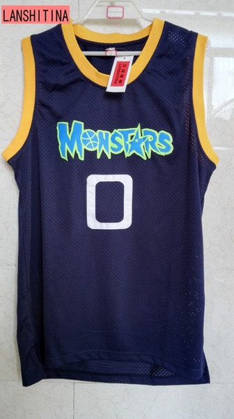 Alien 0 Monstars Basketball Jersey Dark Blue For Free Shipping S M L XL XXL XXXL