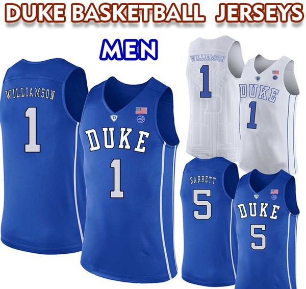 DIY 201819 1 Zion Williamson Basketball Jersey Blue top Quality Devils NCAA College 2 Cam Reddish 5 RJ Barrett