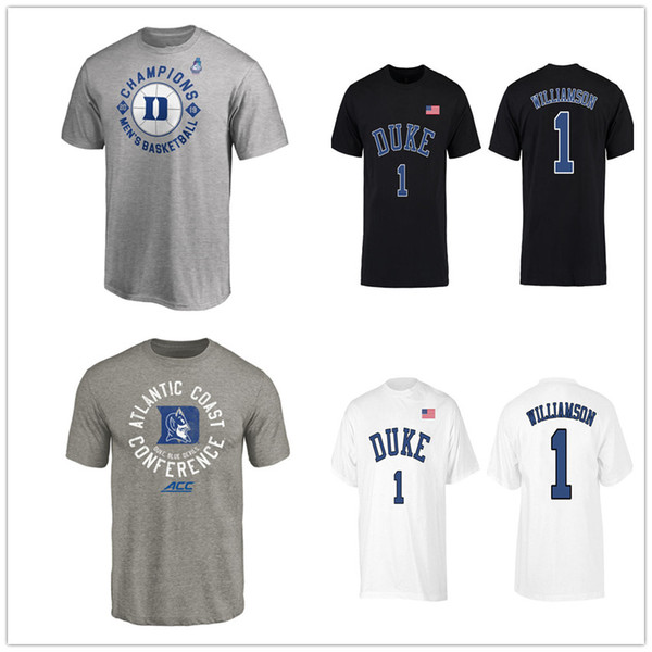 NCAA Duke Blue Devils #1 Zion Williamson 2019 ACC Men's Basketball Conference Tournament Champions T-Shirt College Short shirts Designer