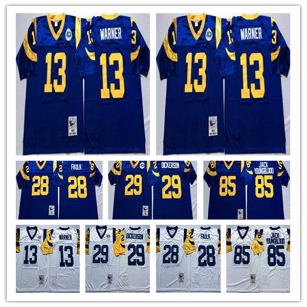 NCAA High Quality Men 29 Eric Dickerson 28 Marshall Faulk 13 Kurt Warner 75 Deacon Jones 85 Jack Youngblood Football Jerseys Wholesale