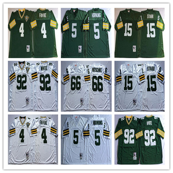 NCAA 2017 high quality Men 15 Bart Starr Jersey 4 Brett Favre 66 Ray Nitschke 92 Reggie White 5 Paul Hornung Stitching Jerseys Wholesale