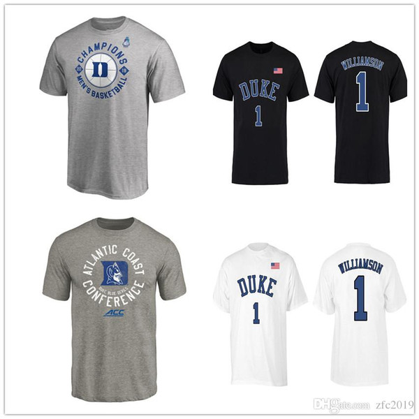 NCAA Duke Blue Devils #1 Zion Williamson 2019 ACC Men's Basketball Conference Tournament Champions T-Shirt College Short shirts Designe