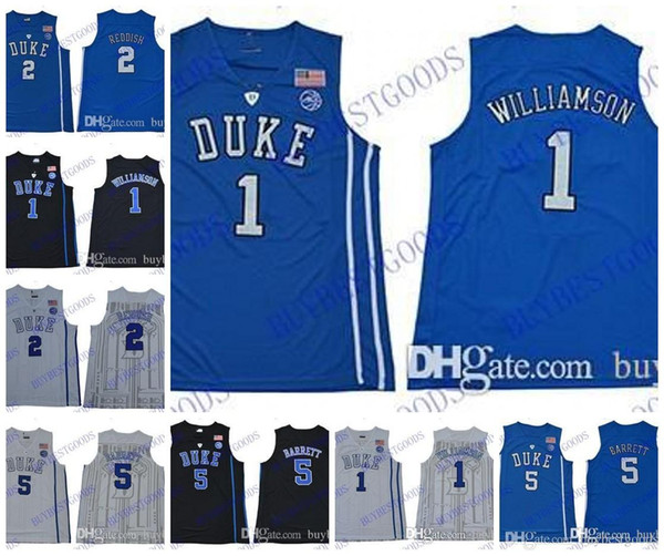 2019 NCAA Duke Blue Devils Jersey 1 Zion Williamson Jersey 5 RJ Barrett 2 Reddish Royal Blue Black White College Basketball Jerseys