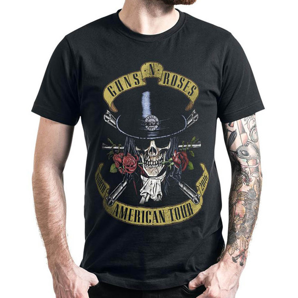 Popular 2019 Summer Fashion New Design Men's 3d Skull Guns N'Roses Legendary Rock Band Short Sleeve T-shirt Man Skeleton T Shirts Tees