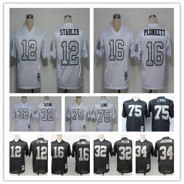 NCAA Ken Stable 16 Jim Plunkett 32 Marcus Allen 34 Bo Jackson 75 Howie Long White Black Home Away Stitched Football Jerseys